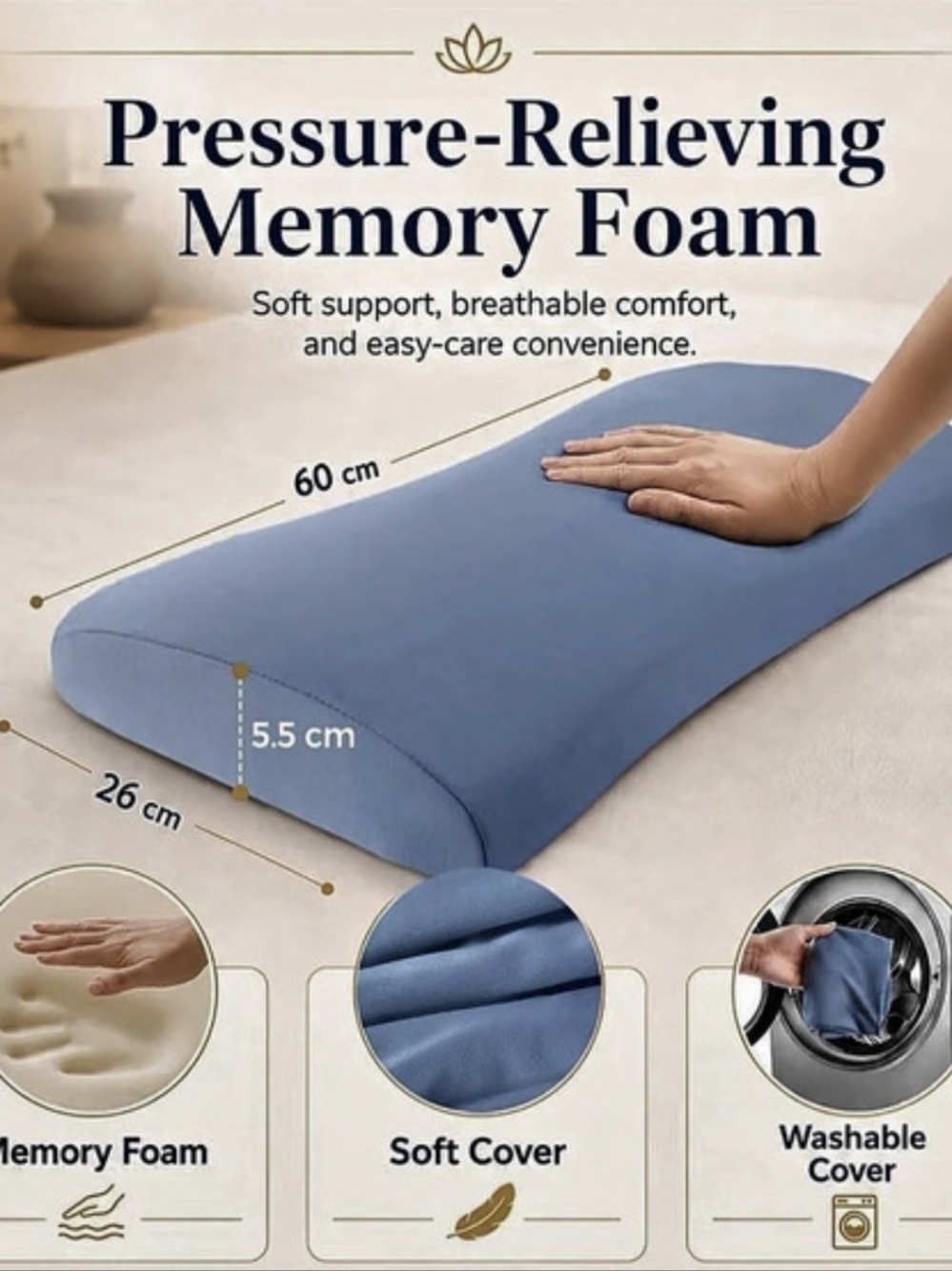 Vamorry Lumbar Pillow for Sleeping Blue